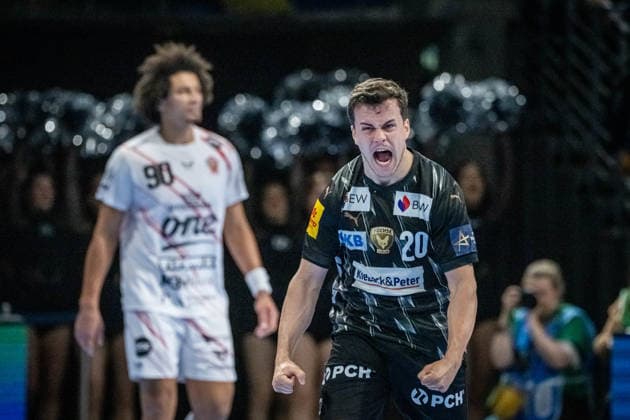 Handball Berlin 06 05 2026 Season 2025 2026 Champions League Champions League Men, Men Quarterfinals Second leg Füchse Berlin One Veszprem HC Jubel Füchse Tim Freihöfer Füchse Berlin, No 20