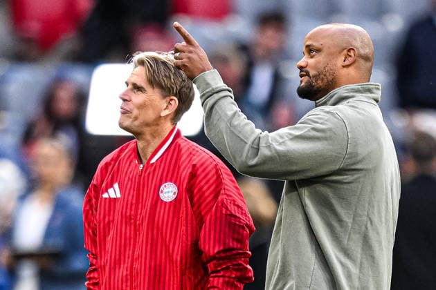 Bayerns sports director Christoph Freund FC Bayern München and coach Vincent Kompany FC Bayern München Looks on during the UEFA Champions League 2025 26 Semi Final Second Leg match between FC Bayern München and Paris Saint Germain at Football Arena Munich on May 6, 2026 in Munich, Germany Photo by Harry Langer DeFodi Images