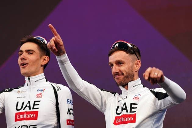 Great Britain™s Adam Richard Yates of UAE Team Emirates XRG during the teams presentation ahead of the Giro d™Italia cycling race in Burgas. The race starts on Friday, May 8, with the first stage over 160 km, from Nessebar to Burgas, Bulgaria - Wednesday, May 6, 2026. - cycling.  Copyright: xMassimoxPaolonex xLaPressex
