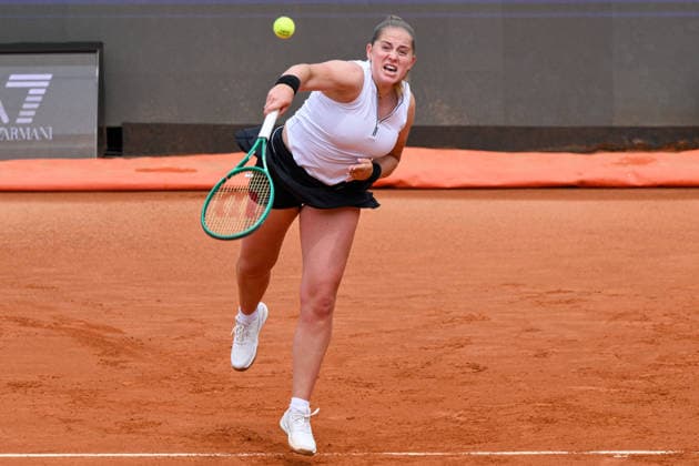 RECORD DATE NOT STATED 6th May 2026, Foro Italico, Rome, Italy; Italian Open Tennis, Day Three; Jelena Ostapenko in action during the Women& x2019;s Singles match AllShotLive