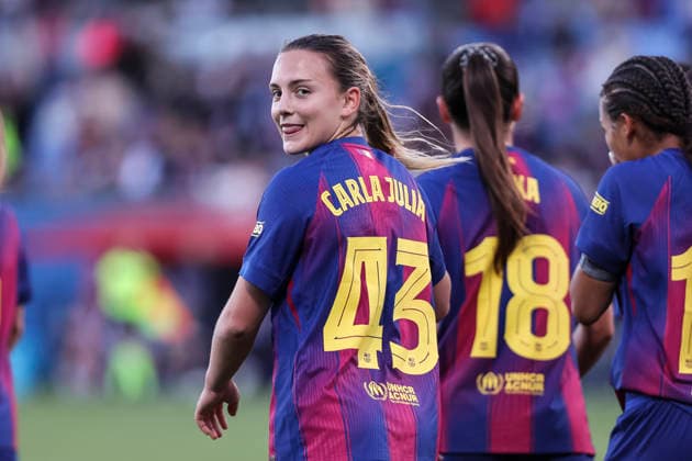 May 6, 2026, Sant Joan Despi, Barcelona, Spain: Carla Julia of FC Barcelona, Barca celebrates a goal during the Spanish Women league, Liga F, football match played between FC Barcelona and Levante UD at Johan Cruyff Stadium on May 06, 2026 in Sant Joan Despi, Barcelona. Sant Joan Despi Spain - ZUMAa181 20260506_zaa_a181_067 Copyright: xJavierxBorregox