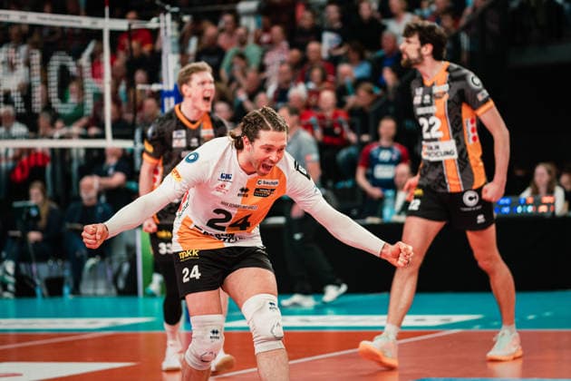 VBL SVG Lüneburg vs Berlin Recycling Volleys, 06 05 2026 Kyle Dagostino Berlin Recycling Volleys, 24 cheers Volleyball Bundesliga, Playoffs, Final, Game 3 SVG Lüneburg vs Berlin Recycling Volleys on 06 05 2026 at the LKH Arena, Lüneburg Copyright: xBEAUTIFULxSPORTS Tonhäuserx