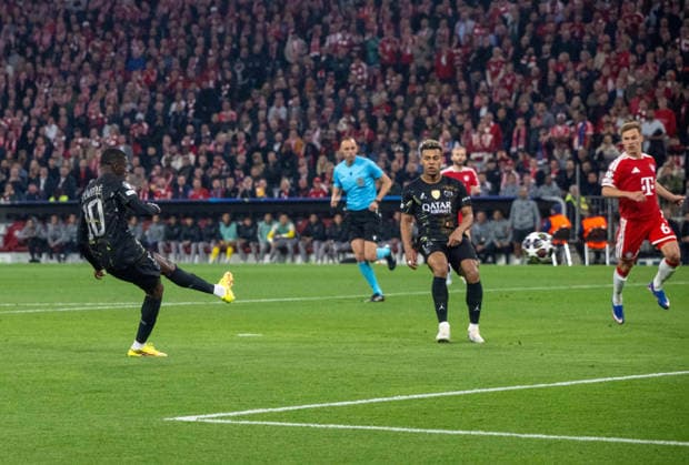 Soccer, Men, 2025 2026 season, Champions League semi-final, second leg , FC Bayern Munich Paris St Germain, v l Ousmane Dembele PSG scores the goal to 0 1, 06 05 2026, Copyright: xMatthiasxKochx
