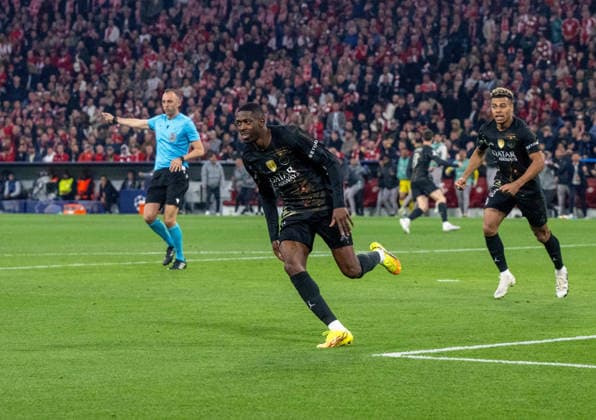 Soccer, Men, 2025 2026 season, Champions League semi-final, second leg , FC Bayern Munich Paris St Germain, Ousmane Dembele PSG , Cheers after goal to 0 1, 06 05 2026, Copyright: xMatthiasxKochx