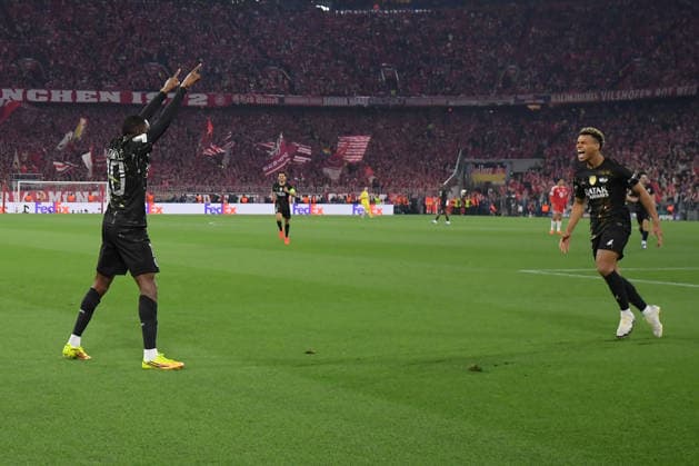 06 05 2026, xemx, Football UEFA Champions League 1 2 Final, FC Bayern Muenchen Paris St Germain v l Torjubel nach dem Tor zum celebrating the goal celebrate 0 1 durch Ousmane Dembele Paris St Germain DFL DFB REGULATIONS PROHIBIT ANY USE OF PHOTOGRAPHS as IMAGE SEQUENCES and or QUASI VIDEO Muenchen