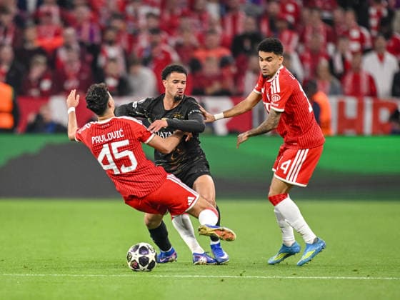 Aleksandar PavloviÄ‡ FC Bayern München , Warren Zaire Emery Paris Saint Germain FC and Luis Diaz FC Bayern München battle for the ball during the UEFA Champions League 2025 26 Semi Final Second Leg match between FC Bayern München and Paris Saint Germain at Football Arena Munich on May 6, 2026 in Munich, Germany Photo by Harry Langer DeFodi Images
