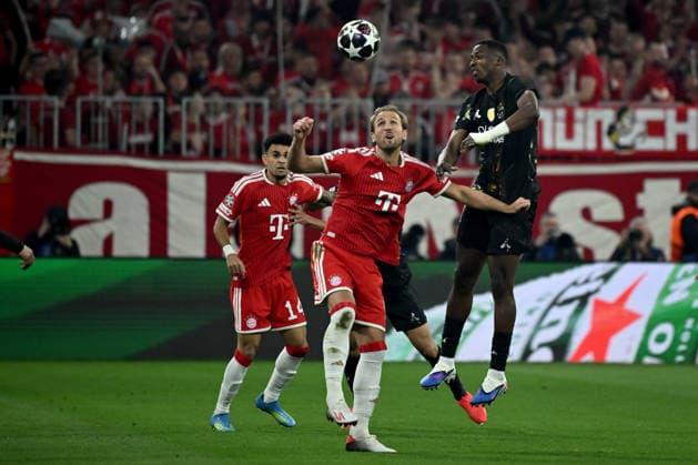 06 05 2026, xemx, Football UEFA Champions League 1 2 Final, FC Bayern Muenchen Paris St Germain v l Harry Kane FC Bayern Muenchen Willian Pacho Paris St Germain duel, action, action, battle for the ball DFL DFB REGULATIONS PROHIBIT ANY USE OF PHOTOGRAPHS as IMAGE SEQUENCES and or QUASI VIDEO Muenchen