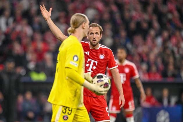 Harry Kane FC Bayern Munich gestures during the UEFA Champions League 2025 26 Semi Final Second Leg match between FC Bayern Munich and Paris Saint Germain at Football Arena Munich on May 6, 2026 in Munich, Germany Photo by Harry Langer DeFodi Images