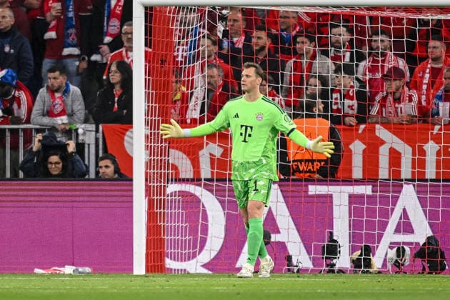 Goalkeeper Manuel Neuer FC Bayern Munich gestures during the UEFA Champions League 2025 26 Semi Final Second Leg match between FC Bayern Munich and Paris Saint Germain at Football Arena Munich on May 6, 2026 in Munich, Germany Photo by Harry Langer DeFodi Images