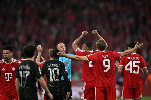 FC Bayern Munich v PSG - UEFA Champions League MUNICH, GERMANY - MAY 6: Players of FC Bayern Munich react after a position during the UEFA Champions League Semi-Final Second Leg match between FC Bayern Munich and Paris Saint-Germain at Football Arena Munich in Munich, Germany, on May 6, 2026. Halil Sagirkaya Anadolu Munich Germany. Editorial use only. Please get in touch for any other usage.  Copyright: x2026xAnadoluxHalilxSagirkayax