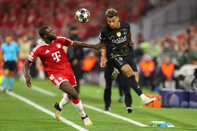May 6, 2026, Munich, Bavaria, Germany: DAYOT UPAMECANO of Bayern and DESIRE DOUE of PSG contest the ball in the UEFA Champions League 2025 26 Semi-final Leg 2 game between Bayern Munich and Paris Saint-Germain at the Allianz Arena in Munich, Germany. Munich Germany - ZUMAc179 20260506_zep_c179_012 Copyright: xMickaelxChavetx
