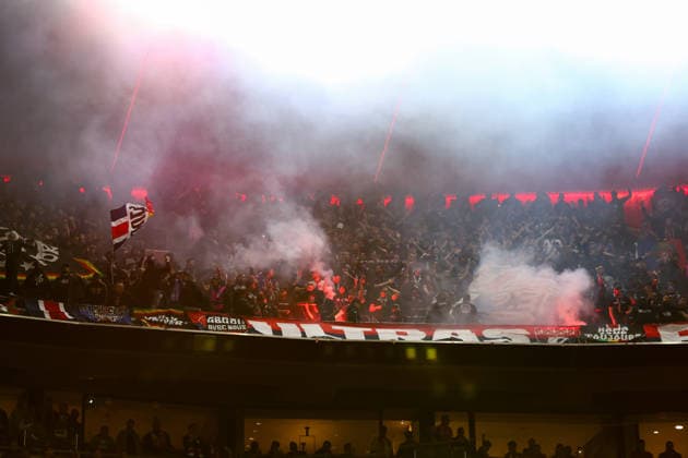 May 6, 2026, Munich, Bavaria, Germany: PSG ULTRAS in the UEFA Champions League 2025 26 Semi-final Leg 2 game between Bayern Munich and Paris Saint-Germain at the Allianz Arena in Munich, Germany. Soccer 2026: Champions League: Bayern Munich - PSG  - ZUMAc179 20260506_zep_c179_013 Copyright: xMickaelxChavetx