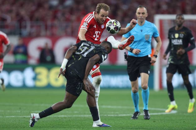Soccer UEFA Champions League semi-final second leg FC Bayern Munich Paris Saint Germain on 06 05 2026 at the Allianz Arena in Munich Willian Pacho Paris , front Harry Kane Munich , back xJRx