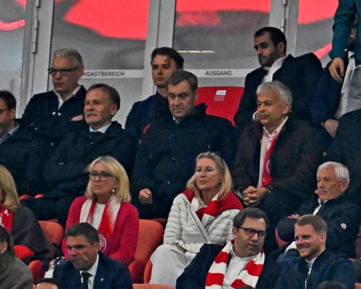 06 05 2026, Football UEFA Championsleague 2025 2026 semi-final second leg, FC Bayern Munich Paris St Germain, in the Allianz Arena Munich, Hans Joachim Watzke Germany , Markus Söder Germany DFL and DFB regulations prohibit any use of photographs as image sequences and or quasi video