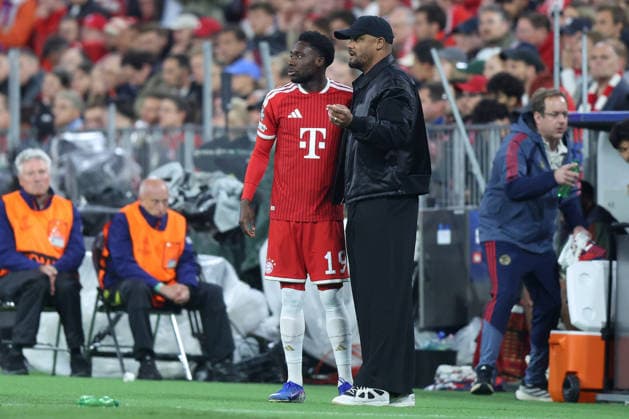 Soccer UEFA Champions League semi-final second leg FC Bayern Munich Paris Saint Germain on 06 05 2026 at the Allianz Arena in Munich Alphonso Davies Munich , back Vincent Kompany coach head coach Munich , front xJRx