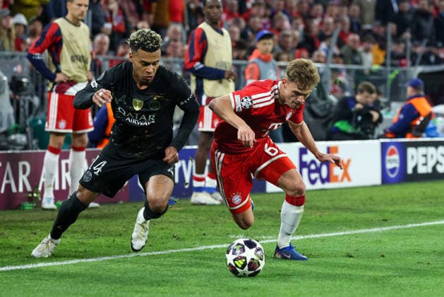 Duel Desire Doue Paris St Germain, 14 with Joshua Kimmich FC Bayern Muenchen, 06 , GER, FC Bayern Muenchen vs Paris St Germain, Football, UEFA Champions League, semi-final, second leg, 2025 2026 season, 06 05 2026, GER, FC Bayern Muenchen vs Paris St Germain, Football, UEFA Champions League, semi-final, second leg, 2025 2026 season, 06 05 2026 Muenchen Copyright: xEibner-Pressefoto JennixMaulx EP_JML