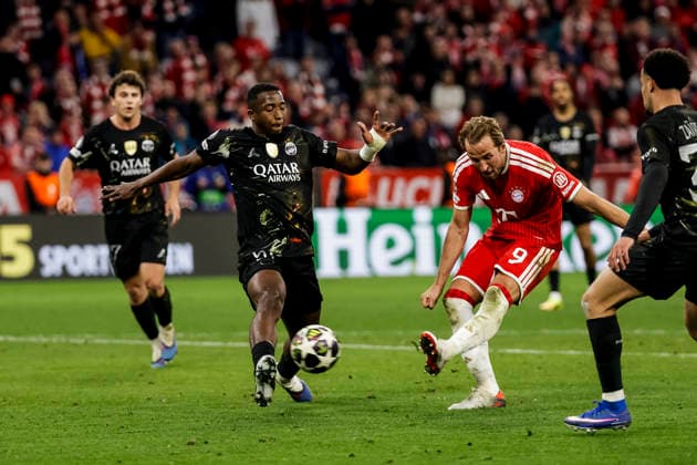 MUNICH, GERMANY - MAY 6: Harry Kane (FC Bayern Muenchen, 9) scores the equalizing goal during the UEFA Champions League Semi-Final between FC Bayern Muenchen vs Paris Saint-Germain at Allianz Arena at Semi-Finals 2nd leg of the UEFA Champions League on May 6, 2026 in Munich, Germany. Bavaria Germany Copyright: xSteffiexWunderlx