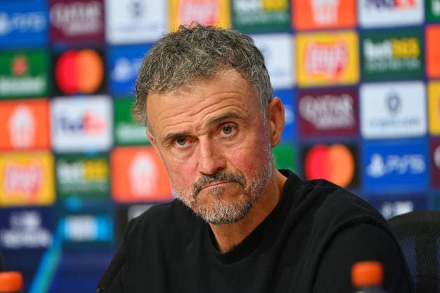 Coach Luis ENRIQUE PSG , single picture,cropped single motif,portrait,portrait,portrait PRESS CONFERENCE Football Champions League,season 2025 26, semi-final FC Bayern Muenchen Paris Saint Germain PSG 1 1 on 06 05 2026 A L L I A N Z A R E N A