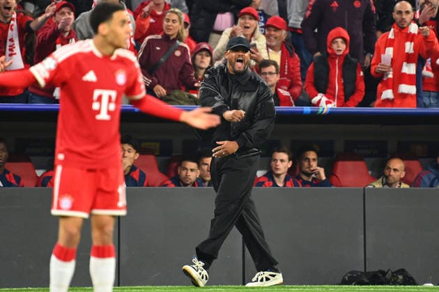 Coach Vincent KOMPANY Bayern Muenchen ,Anger,anger after Nuno MENDES PSG Football Champions League,Season 2025 26, Semifinal FC Bayern Muenchen Paris Saint Germain PSG 1 1 am 06 05 2026 A L L I A N Z A R E N A