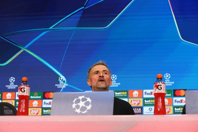 May 7, 2026, Munich, Bavaria, Germany: LUIS ENRIQUE during the post-game press conference, PK, Pressekonferenz after the UEFA Champions League 2025 26 Semi-final Leg 2 game between Bayern Munich and Paris Saint-Germain at the Allianz Arena in Munich, Germany. Game ended 1:1 and PSG won 6:5 on aggregate. Soccer 2026: Champions League: Bayern Munich 1-1 PSG  - ZUMAc179 20260507_zep_c179_023 Copyright: xMickaelxChavetx