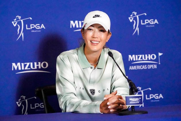 May 6, 2026, West Caldwell, New Jersey, USA: Michelle Wie West (USA) speaks to the media prior to the 2026 Mizuho Americas Open at Mountain Ridge Country Club. West Caldwell USA - ZUMAw109 20260506_fap_w109_021 Copyright: xDebbyxWongx