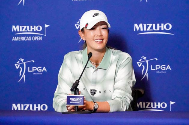 May 6, 2026, West Caldwell, New Jersey, USA: Michelle Wie West (USA) speaks to the media prior to the 2026 Mizuho Americas Open at Mountain Ridge Country Club. West Caldwell USA - ZUMAw109 20260506_fap_w109_022 Copyright: xDebbyxWongx