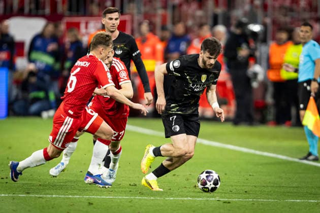 FOOTBALL : FC Bayern Munich vs Paris Saint Germain - 1 2 finale Retour - Ligue des Champions 2026 - 06 05 2026 Khvicha Kvaratskhelia 7 (Paris Saint-Germain) et Joshua Kimmich 6 (FC Bayern Munich)  Copyright: xelyxandroxcegarrax