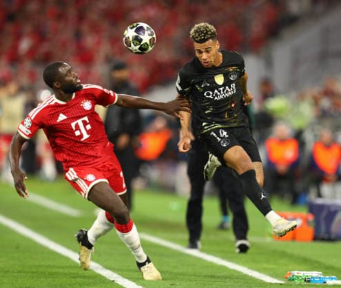 May 6, 2026, Munich, Bavaria, Germany: DESIRE DOUE of PSG and DAYOT UPAMECANO of Bayern contest the ball in the UEFA Champions League 2025 26 Semi-final Leg 2 game between Bayern Munich and Paris Saint-Germain at the Allianz Arena in Munich, Germany. The game ended up in a 1:1 draw, and PSG won 6:5 on aggregate to advance to the Final. Munich Germany - ZUMAc179 20260506_zep_c179_088 Copyright: xMickaelxChavetx