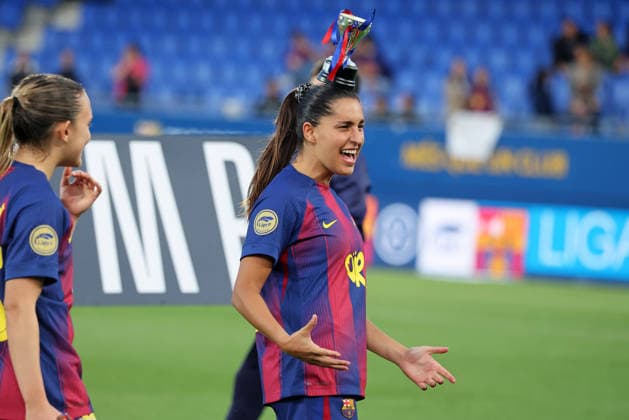 FC Barcelona, Barca Femeni v Levante UD Femenino - Liga F Moeve Kika Naszareth celebrates the Liga F Moeve title at the end of the match between FC Barcelona Femeni and Levante UD Femenino at the Johan Cruyff Stadium in Barcelona, Spain, on May 6, 2026. Barcelona Barcelona Spain  Copyright: xUrbanandsportx originalFilename:urbanandsport-fcbarcel260506_npzLB.jpg