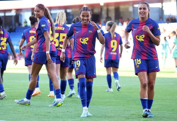 FC Barcelona, Barca Femeni v Levante UD Femenino - Liga F Moeve Kika Nazareth and Vicky Lopez celebrate during the match between FC Barcelona Femeni and Levante UD Femenino, corresponding to week 27 of the Liga F Moeve, at the Johan Cruyff Stadium in Barcelona, Spain, on May 6, 2026. Barcelona Barcelona Spain  Copyright: xUrbanandsportx originalFilename:urbanandsport-fcbarcel260506_npCym.jpg