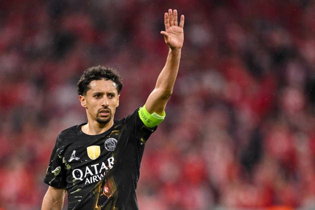 Marquinhos Paris Saint Germain FC gestures during the UEFA Champions League 2025 26 Semi Final Second Leg match between FC Bayern München and Paris Saint Germain at Football Arena Munich on May 6, 2026 in Munich, Germany Photo by Harry Langer DeFodi Images