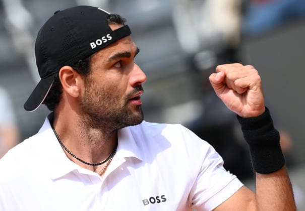 May 7, 2026, Rome: Matteo Berrettini of Italy celebrates a point during his men s singles match against Alexei Popyrin of Australia (not pictured) at the Italian Open tennis tournament in Rome, Italy, 07 May 2026. ANSA ETTORE FERRARI Italian Open Tennis Tournament  - ZUMAa110 20260507_zaf_a110_009 Copyright: xEttorexFerrarix