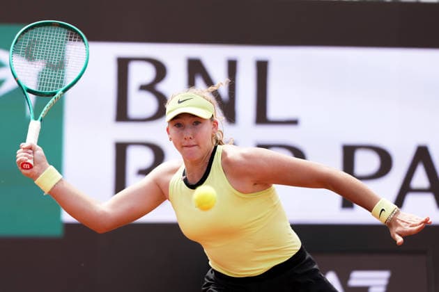 Mirra Andreeva of Russia during the match against Antonia Ruzic of Croatia at the Internazionali BNL d Italia 2026 tennis tournament at Foro Italico in Rome (Italy) on May, 7, 2026. AntoniettaxBaldassarre