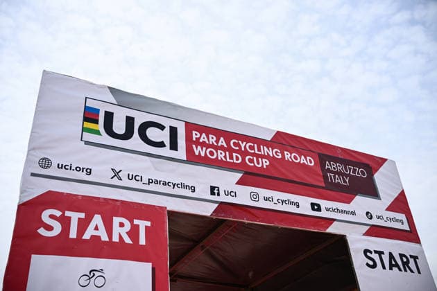UCI Para Cycling Road World Cup: Round 3 Picture by Olly Hassell SWpix.com - 07 05 2026 - Cycling - UCI Para Cycling Road World Cup: Round 3 - Pescara, Abruzzo, Italy - Start Gantry, Branding Copyright: x xSWpix.comx(t axPhotographyxHubxLtd)xOllyxHassell SWpix.comx SWP-3030-13768