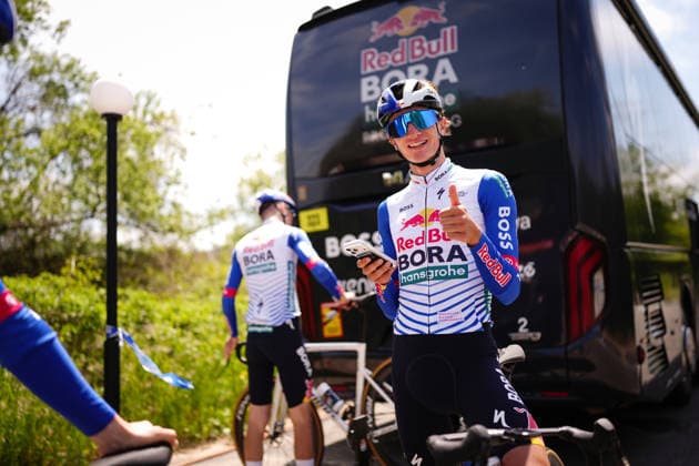 Italy’s Giulio Pellizzari of Red Bull - Bora - Hansgrohe during training session in Sunny Beach, Thursday, May 7, 2026. - cycling.(Photo Massimo Paolone LaPresse)  Copyright: xMassimoxPaolone LaPressex