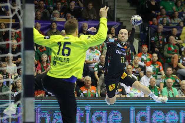 07 05 2026, xtgx, Handball, EHF Champions League 1 4 Final, SC Magdeburg Pick Szeged v l Daniel Pettersson Magdeburg, 11 throws goal, goal scorer, scores goal, scores the goal Magdeburg