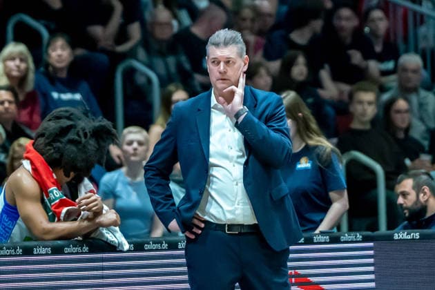 Chemnitz, Germany 07 May 2026 1 BBL 2025 2026 Sp 33 Niners Chemnitz vs Skyliners Frankfurt In the picture Head Coach Klaus Perwas Frankfurt helpless Copyright: xFotostandx xNachtigallx