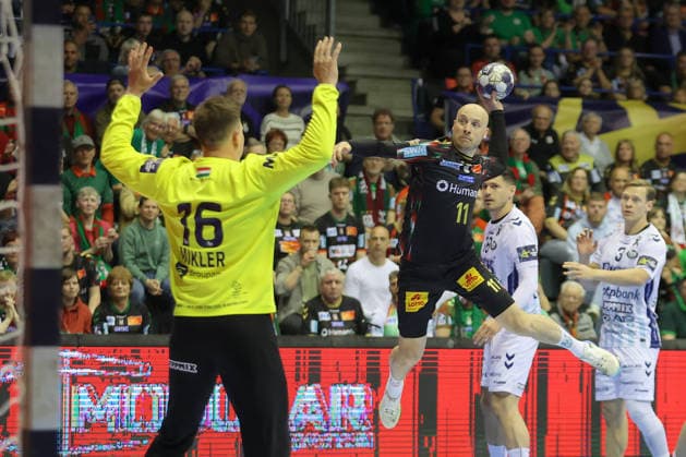 07 05 2026, xtgx, Handball, EHF Champions League 1 4 Final, SC Magdeburg Pick Szeged v l Daniel Pettersson Magdeburg, 11 throws goal, goal scorer, scores goal, scores the goal Magdeburg