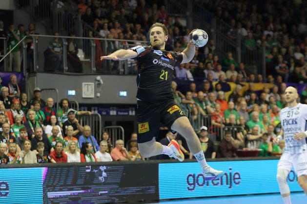07 05 2026, xtgx, Handball, EHF Champions League 1 4 Final, SC Magdeburg Pick Szeged v l Albin Lagergren Magdeburg, 21 throws goal, goal scorer, scores goal, scores the goal Magdeburg