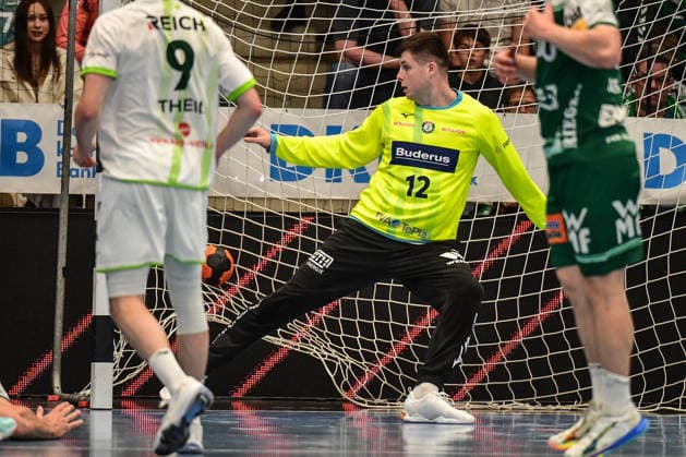 DAIKIN HBL Bundesliga Frisch Auf Göppingen HSG Wetzlar Göppingen, 07 05 2026 Goal for Göppingen, Anadin Suljakovic HSG Wetzlar, 12 does not get the ball Göppingen, 07 05 2026 31 Matchday of the DAIKIN Handball Bundesliga, Frisch Auf Göppingen HSG Wetzlar, EWS Arena, Göppingen Copyright: xBEAUTIFULxSPORTS Märklx