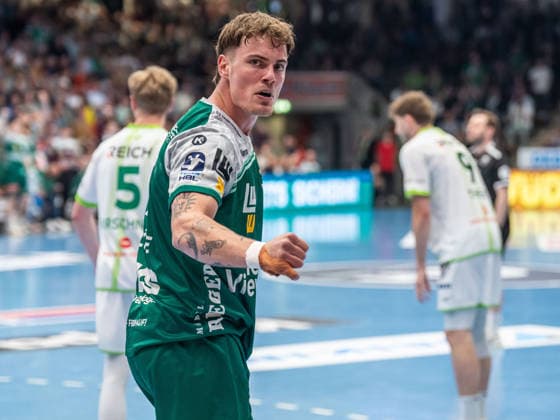Victor Kloeve Frisch Auf Goeppingen, 07 cheers the fans, Frisch Auf Goeppingen vs HSG Wetzlar, Handball, 1 Bundesliga, Men, Season 2025 2026, 07 05 2026, Frisch Auf Goeppingen vs HSG Wetzlar, Handball, 1 Bundesliga, Men, Season 2025 2026, 07 05 2026 Goeppingen Copyright: xEibner-Pressefoto MichaelxSchmidx EP_MST