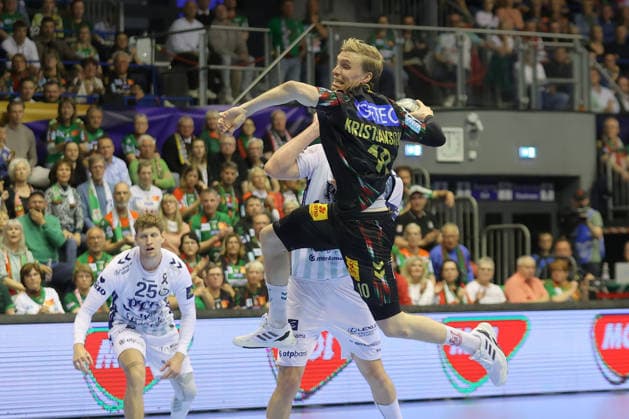 07 05 2026, xtgx, Handball, EHF Champions League 1 4 Final, SC Magdeburg Pick Szeged v l Gisli Thorgeir Kristjansson Magdeburg, 10 throws goal, goal scorer, scores goal, scores the goal Magdeburg