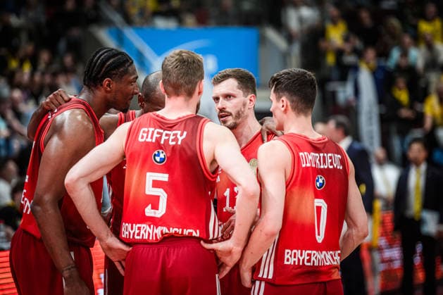 Andreas Obst FC Bayern Basketball, 13 , center with team, team circle, vote, timeout GER, MHP Riesen Ludwigsburg vs FC Bayern Muenchen Basketball, Basketball Bundesliga, easycredit BBL, 33 Matchday, Season 2025 2026, 07 05 2026 GER, MHP Riesen Ludwigsburg vs FC Bayern Muenchen Basketball, Basketball Bundesliga, easycredit BBL, 33 Matchday, Season 2025 2026, 07 05 2026 Ludwigsburg Copyright: xSandyxDinkelackerx EP_SDR