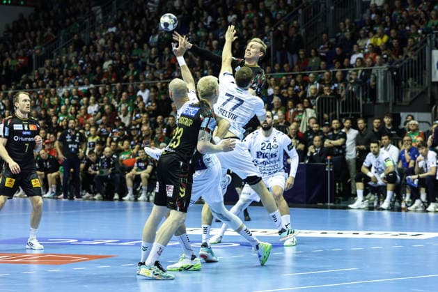 Gisli Kristjansson SC Magdeburg,10 Quarterfinals Handball Machineseeker Champions League Season 2025 2026 SC Magdeburg vs SC Pick Szeged at the GETEC Arena in Magdeburg Action,Handball,Germany,07 05 2026