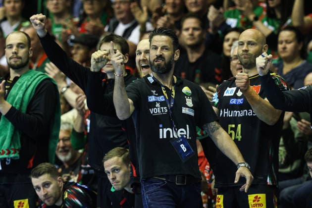 Coach Bennet Wiegert SC Magdeburg Quarterfinals Handball Machineseeker Champions League Season 2025 2026 SC Magdeburg vs SC Pick Szeged at the GETEC Arena in Magdeburg Handball,Germany,07 05 2026