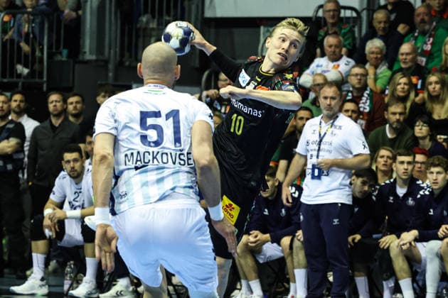 Gisli Kristjansson SC Magdeburg,10 Quarterfinals Handball Machineseeker Champions League Season 2025 2026 SC Magdeburg vs SC Pick Szeged at the GETEC Arena in Magdeburg Action,Handball,Germany,07 05 2026