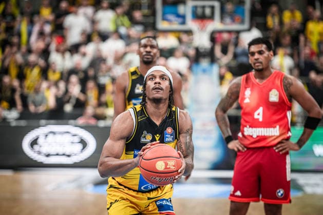 Stefan Smith MHP RIESEN Ludwigsburg, 03 Free Throw GER, MHP Riesen Ludwigsburg vs FC Bayern Muenchen Basketball, Basketball Bundesliga, easycredit BBL, 33 Matchday, Season 2025 2026, 07 05 2026 GER, MHP Riesen Ludwigsburg vs FC Bayern Muenchen Basketball, Basketball Bundesliga, easycredit BBL, 33 Matchday, Season 2025 2026, 07 05 2026 Ludwigsburg Copyright: xSandyxDinkelackerx EP_SDR