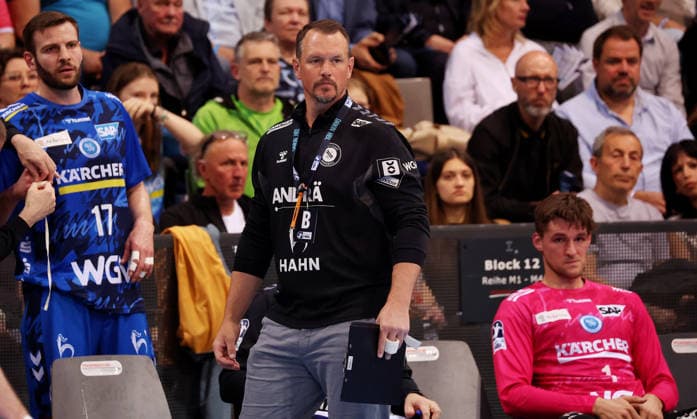 07 05 2026, Germany, Stuttgart, DAIKIN HBL Handball Bundesliga season 2025 2026, TVB Stuttgart vs Rhein Neckar Löwen, TVB coach Misha Kaufmann disappointed
