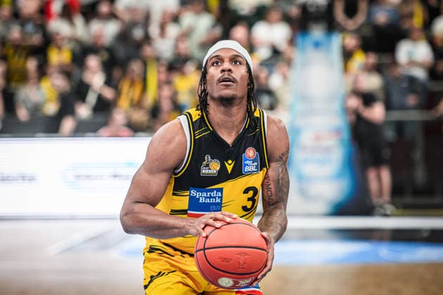 Stefan Smith MHP RIESEN Ludwigsburg, 03 Free Throw GER, MHP Riesen Ludwigsburg vs FC Bayern Muenchen Basketball, Basketball Bundesliga, easycredit BBL, 33 Matchday, Season 2025 2026, 07 05 2026 GER, MHP Riesen Ludwigsburg vs FC Bayern Muenchen Basketball, Basketball Bundesliga, easycredit BBL, 33 Matchday, Season 2025 2026, 07 05 2026 Ludwigsburg Copyright: xSandyxDinkelackerx EP_SDR