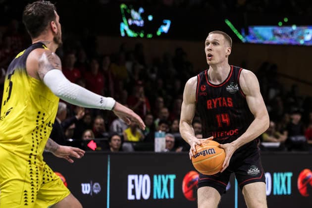 May 7, 2026, Badalona, Barcelona, Spain: Martynas Echodas of Rytas Vilnius in action during the Final Four Basketball Champions League Semi Finals basketball match played between Rytas Vilnius and La Laguna Tenerife at Palau Olimpic Badalona on May 07, 2026 in Badalona, Barcelona, Spain. Badalona Spain - ZUMAa181 20260507_zaa_a181_036 Copyright: xJavierxBorregox